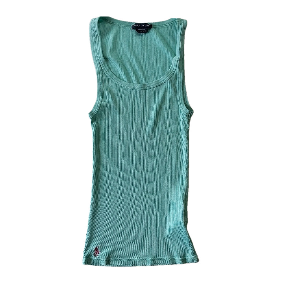 Ralph Lauren Blue Label Pima Cotton Fitted Ribbed Scoop Neck Tank Top- Size M